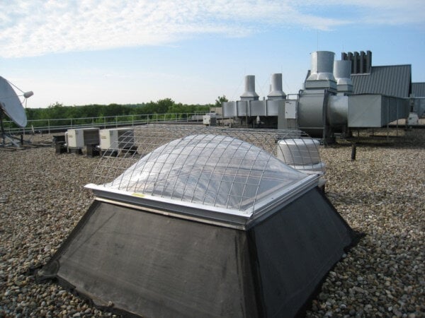 Skylight safety screens installed