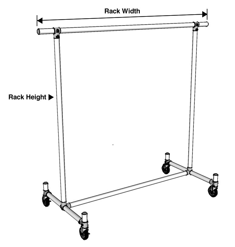 Double Bar H-Rack Clothing Rack Dimensions Diagram