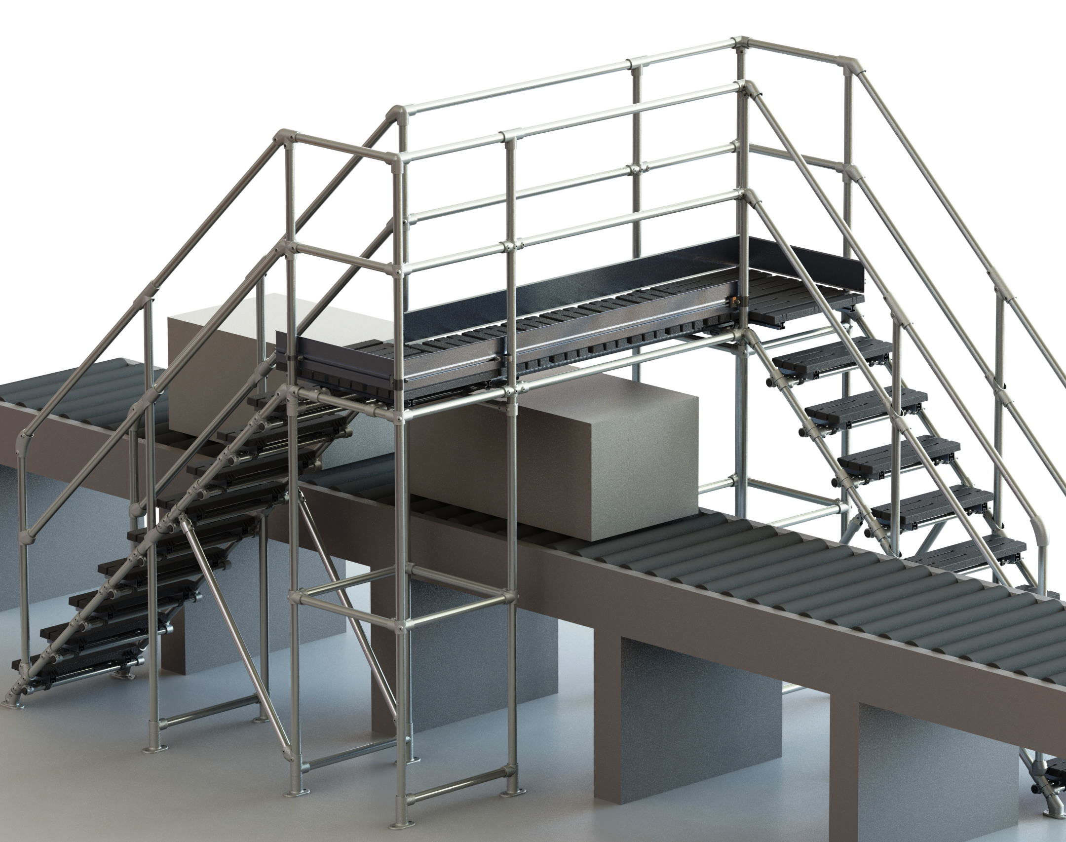 conveyor belt with crossover platform