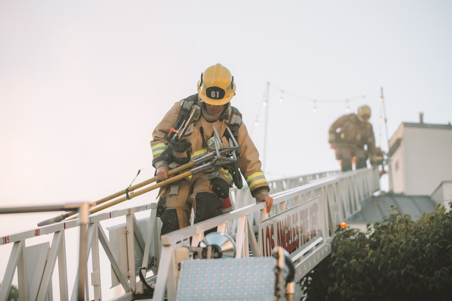 Fire Fighters Exiting Rooftop