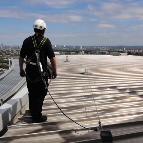 horizontal lifeline for roof fall protection