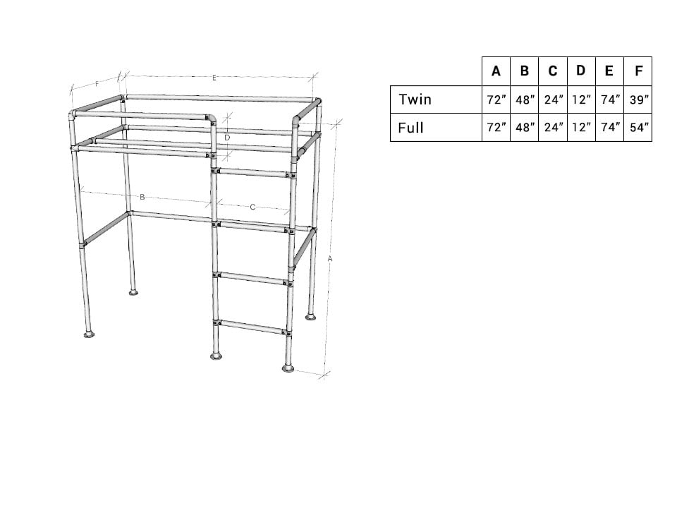 San Francisco Loft Bed Frame Technical Information