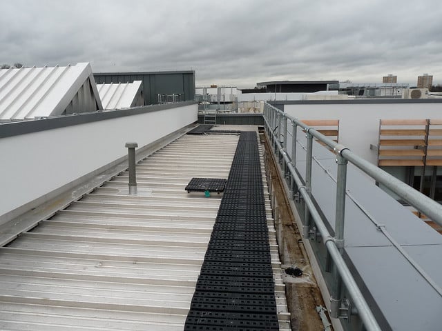 Safe Rooftop Walkway with Guardrail